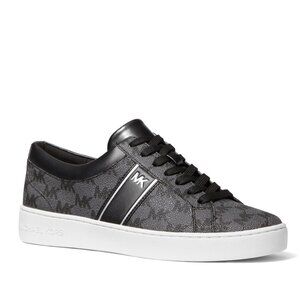 99$ MICHAEL Michael Kors Juno Stripe Lace-Up Sneakers Women's Size 10 US Black